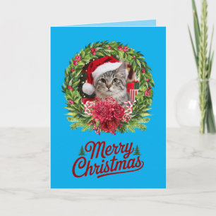 Tarjeta Corona de Navidad de Gato Bonito