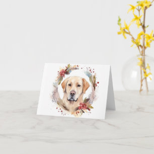 Tarjeta Corona de Navidad de Labrador Cachorro Festivo