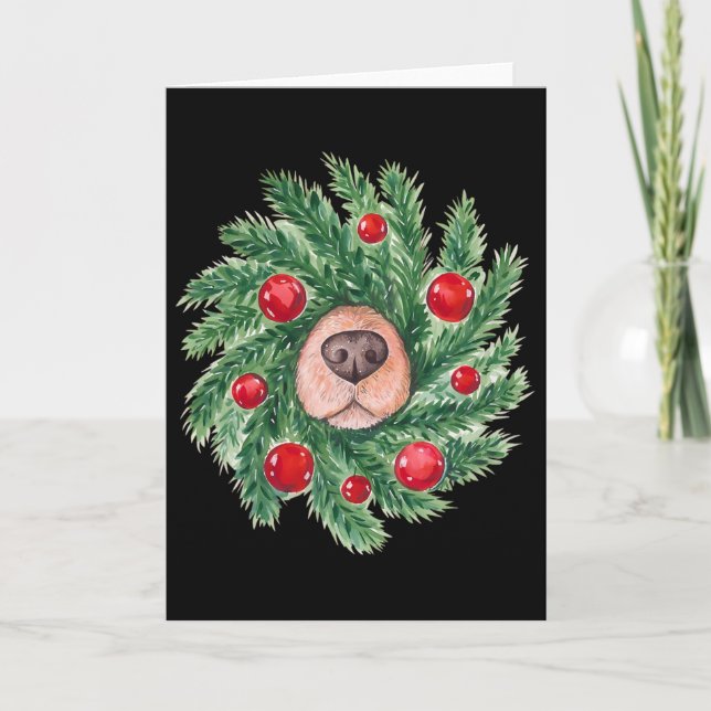 Tarjeta Corona de Navidad de Nariz de Perro Bonito Mamá de (Anverso)