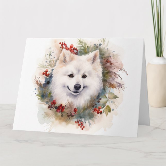 Tarjeta Corona de Navidad de Perro Esquimal Americano Fest (Anverso)