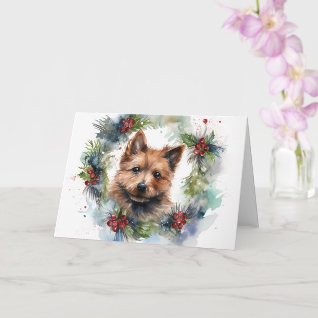 Tarjeta Corona de Navidad de Terrier Australiano Perro Fes (Orquídea)