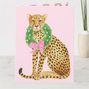 Tarjeta Corona de Navidad Leopardo