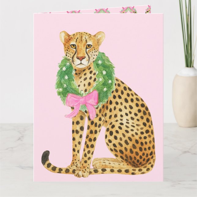 Tarjeta Corona de Navidad Leopardo  (Anverso)