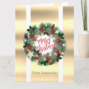Tarjeta Corona de Navidad lujosa personalizable