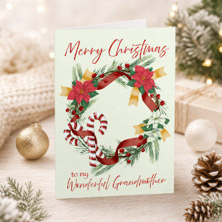 Tarjeta Corona de Navidad para abuela