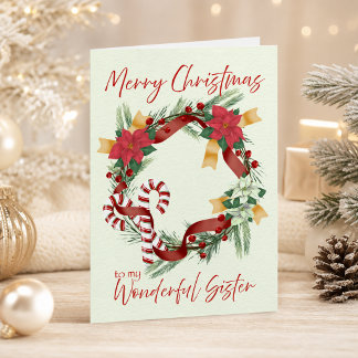 Tarjeta Corona de Navidad para hermana
