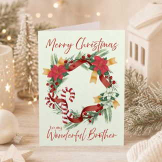 Tarjeta Corona de Navidad para hermano