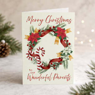 Tarjeta Corona de Navidad para Padres