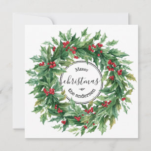 Tarjeta Corona de Navidad Vintage Holly Berry
