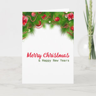 Tarjeta Corona de Navidad y Bombillas Rojas, y Regalos