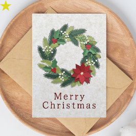 Tarjeta Corona de papel minimalista por Navidad Feliz Navi
