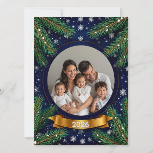 Tarjeta Corona de pino con foto personalizada Navideña fes