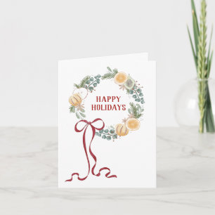 Tarjeta Corona Estacional Ilustrada Felices Fiestas