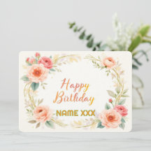 Corona floral acuarela – Cumpleaños feliz elegante