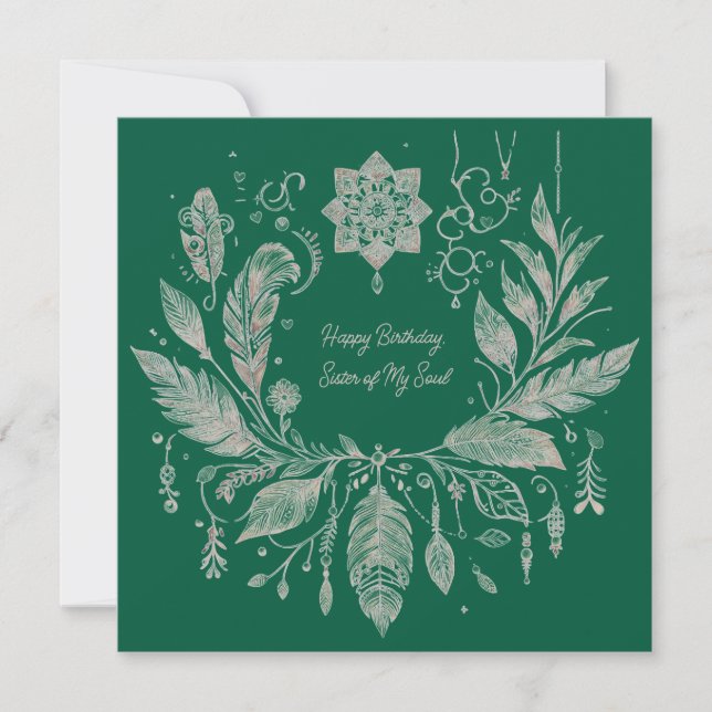 Tarjeta Corona floral boho completamente personalizable (Anverso)