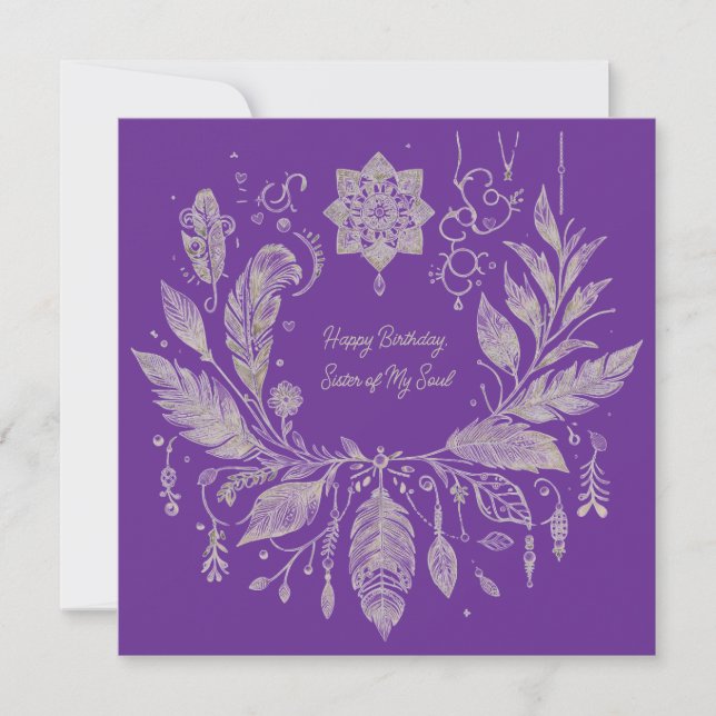 Tarjeta Corona floral boho completamente personalizable (Anverso)