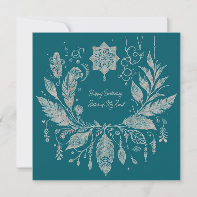 Tarjeta Corona floral boho completamente personalizable (Anverso)