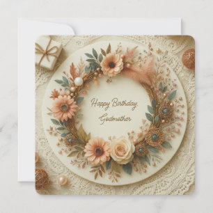 Tarjeta Corona floral boho redondeada completamente person