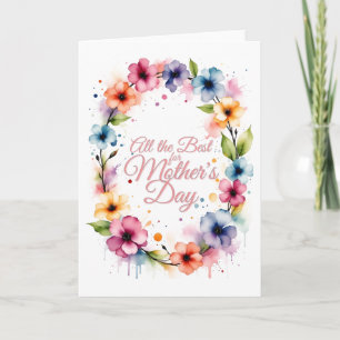 Tarjeta Corona floral de acuarela para el Día de la Madre 