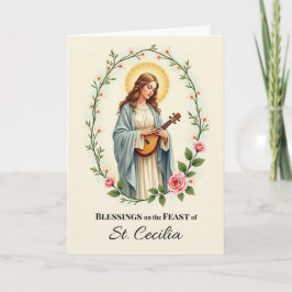 Tarjeta Corona floral de bendiciones del día de la fiesta 