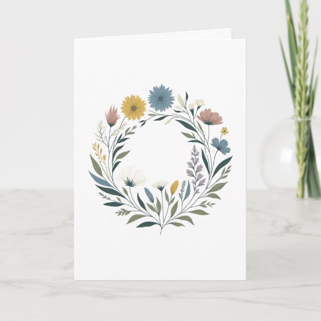 Tarjeta Corona floral de primavera (Anverso)