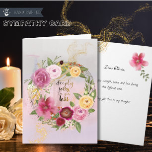 Tarjeta Corona floral de simpatía pintada a mano en color