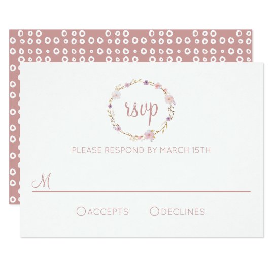 Tarjeta Corona floral del boda - RSVP
