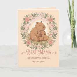 Tarjeta Corona floral del Día de la Madre con adorable car