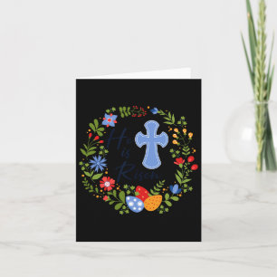 Tarjeta Corona floral Él ha resucitado Jesús cristiano fel