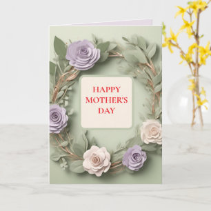 Tarjeta Corona Floral Elegante Día de la Madre
