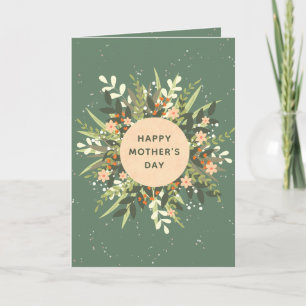 Tarjeta Corona floral minimalista de melocotón verde para 