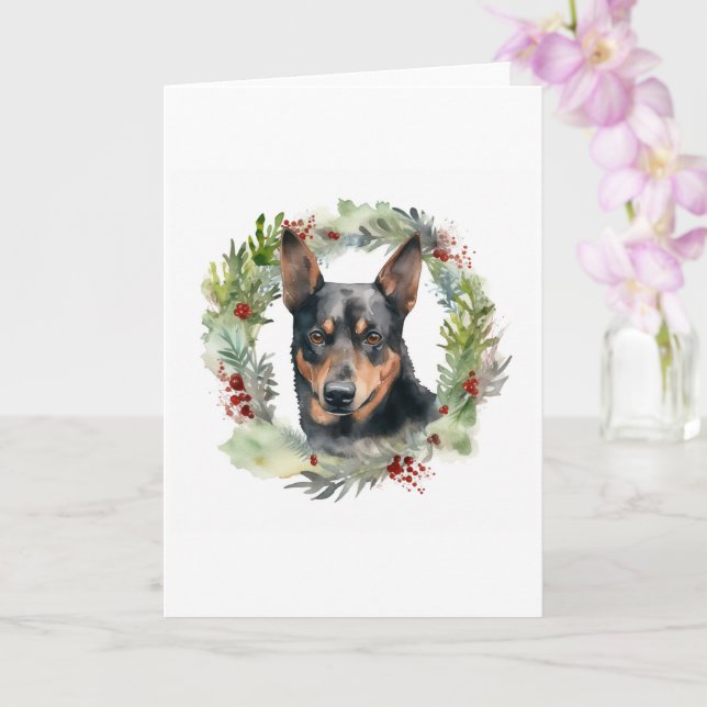 Tarjeta Corona Navideña de Kelpie Australiano Perro Festiv (Orquídea)