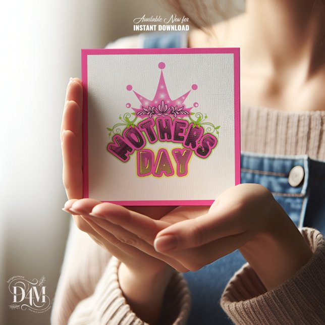 Tarjeta Corona Reina Rosa Brillante Elegante Feliz día de  (Subido por el creador)