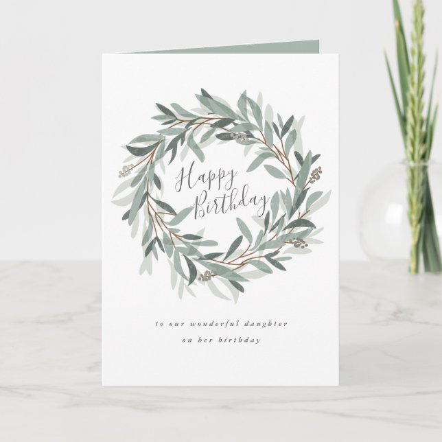 Tarjeta Corona rústica feliz cumpleaños mujer (Anverso)