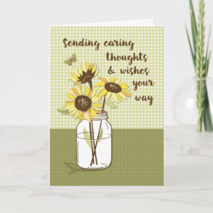 Tarjeta Coronavirus Caring Thoughts con girasoles