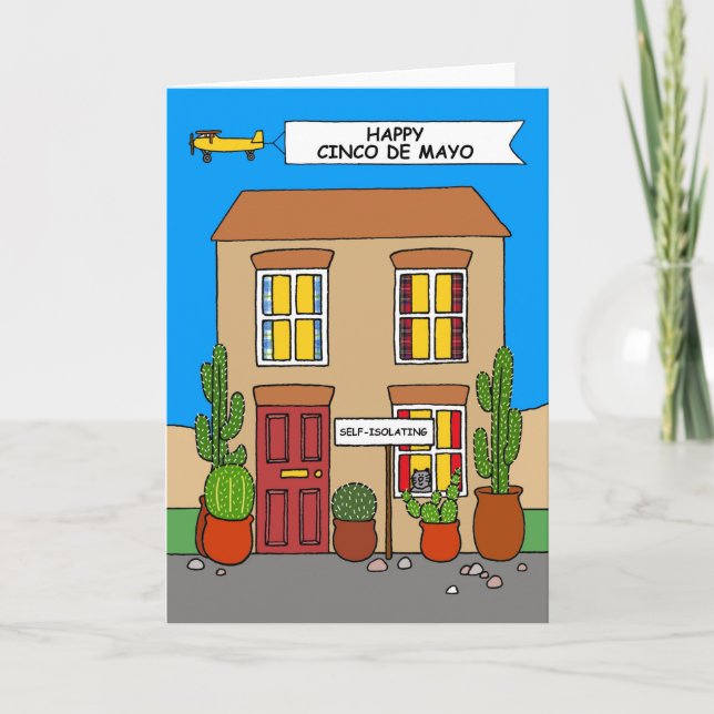 Tarjeta Coronavirus, Feliz Cinco de Mayo, Autoaislamiento. (Anverso)