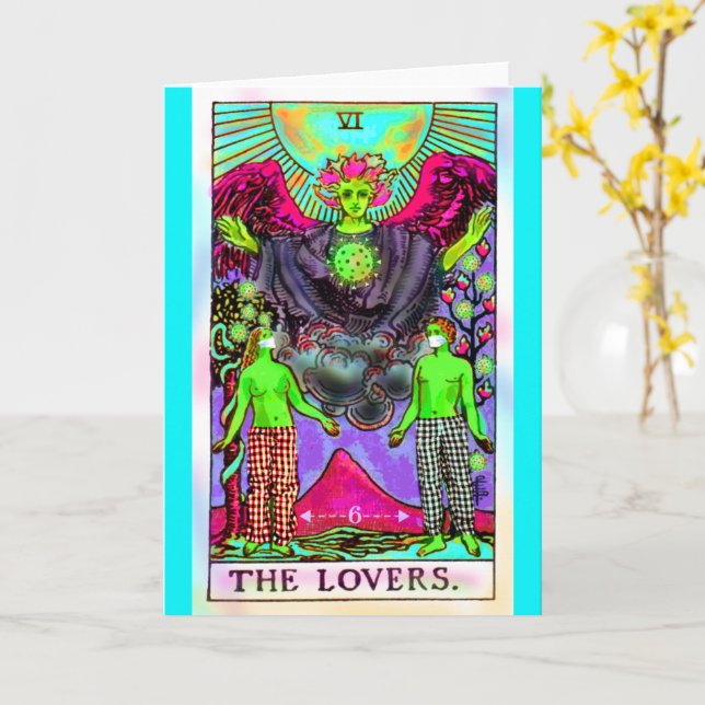 Tarjeta Coronavirus Los Amantes Tarot BLANK Card (flor amarilla)