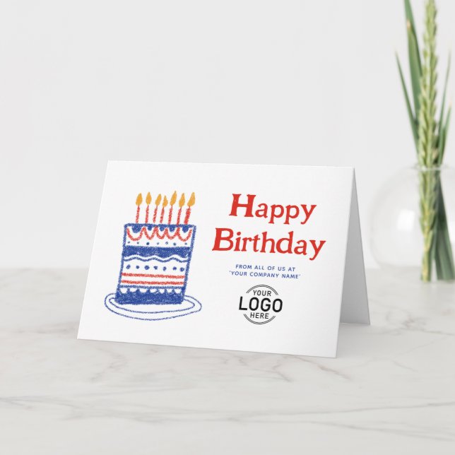 Tarjeta Corporate Logo Fun Simple Cake Business Birthday (Anverso)