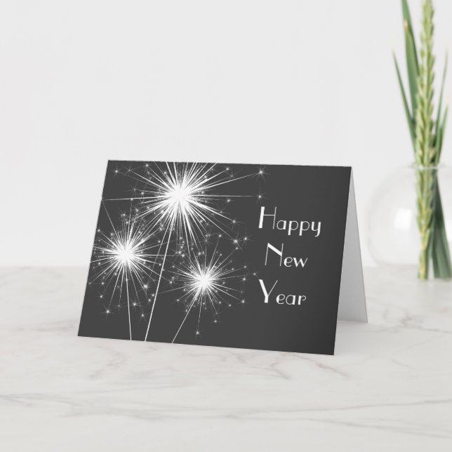 Tarjeta corporativa de la Feliz Año Nuevo (gris) (Anverso)