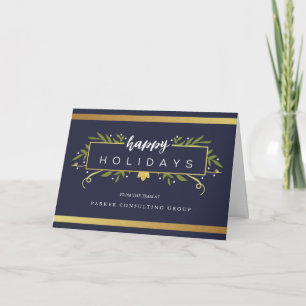Tarjeta corporativa dorada del día de fiesta