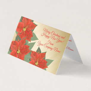 Tarjeta Corporativo  Navidades Gold de la Poinsettia Roja 