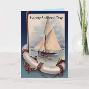 TARJETA CORREA DE BARCO DE VELA VINTAGE ANCLA DÍA DEL PADR