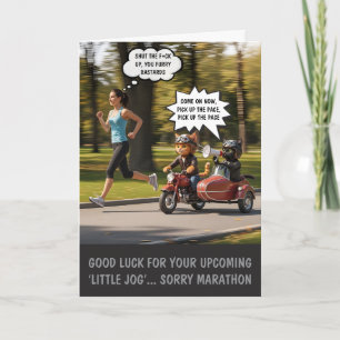 Tarjeta Corredor de Maratón con Suerte Divertida Temática