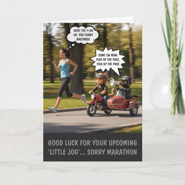 Tarjeta Corredor de Maratón con Suerte Divertida Temática (Anverso)