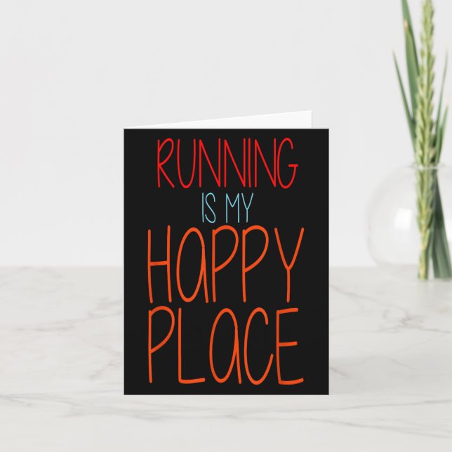 Tarjeta Correr es mi feliz lugar Funny Marathon Runner (Anverso)