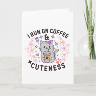 Tarjeta Corro con café y dulzura Diseño de gatito dulce
