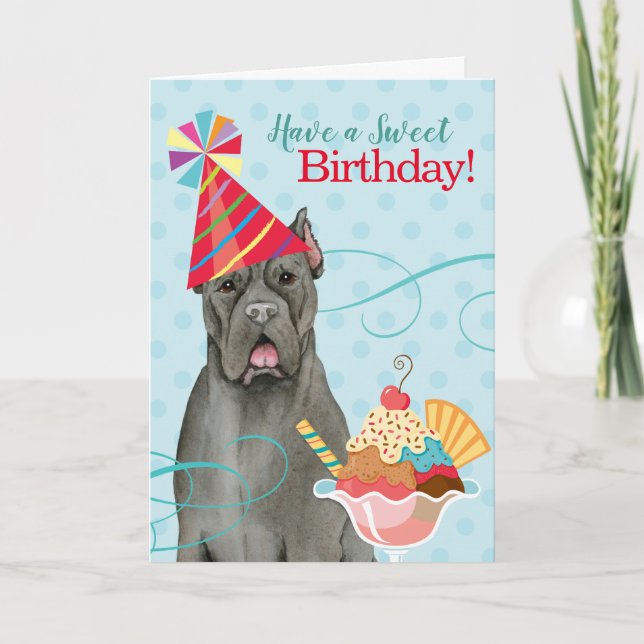 Tarjeta Corso de Cane de Cumpleaños Dulce (Anverso)