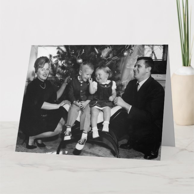 TARJETA CORTA DE NAVIDADES DE LA FAMILIA RETRO (Anverso)