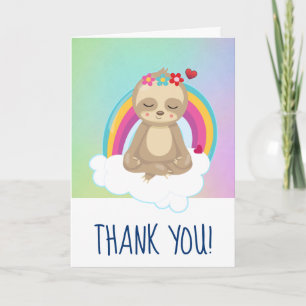 Tarjeta Corta frase meditadora y un arcoiris gracias