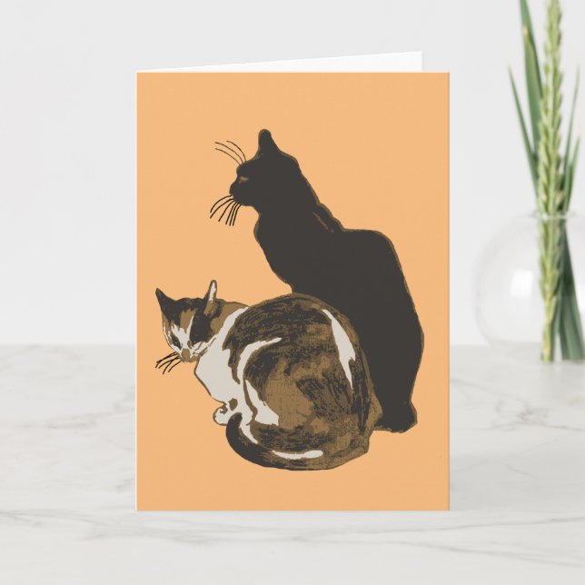 Tarjeta Cortan Gato Calico Y Gato Negro (Anverso)